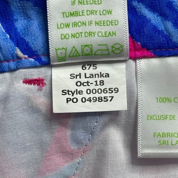 Lilly Pulitzer Adie Shorts 14 Blue Pink Floral Tropical Chino Cotton Preppy - Picture 7 of 7